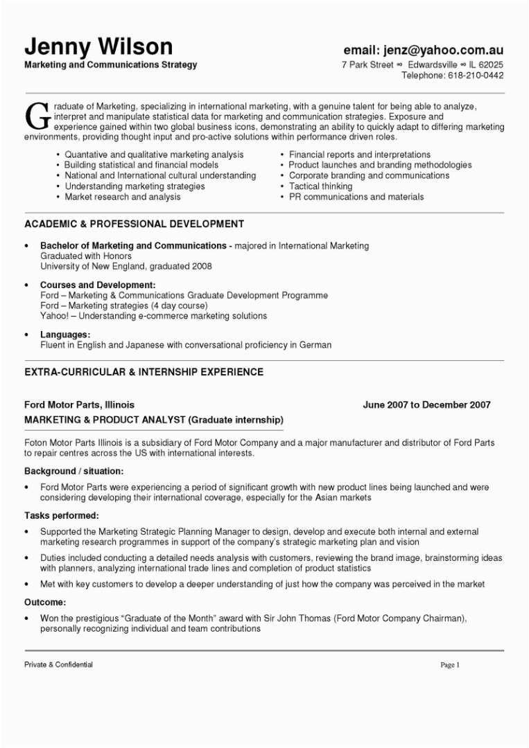 Marketing Management Fresh Graduate Resume Sample Sample Resume Marketing Graduate Marketing and Munications Resume