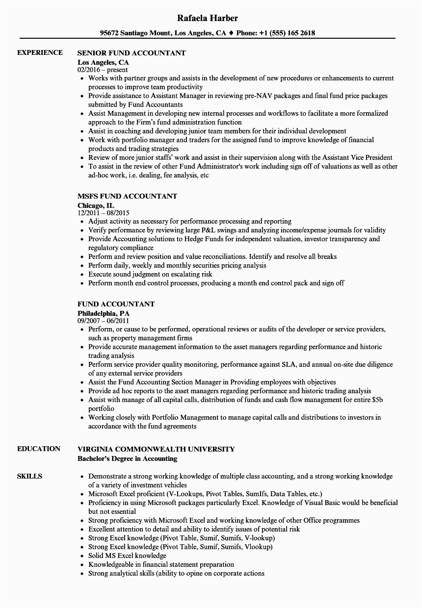 Mutual Fund Back Office Resume Sample Fund Accountant Resume Samples