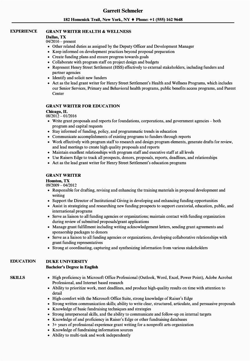 Raiser S Edge On Sample Resume Grant Writer Resume Samples