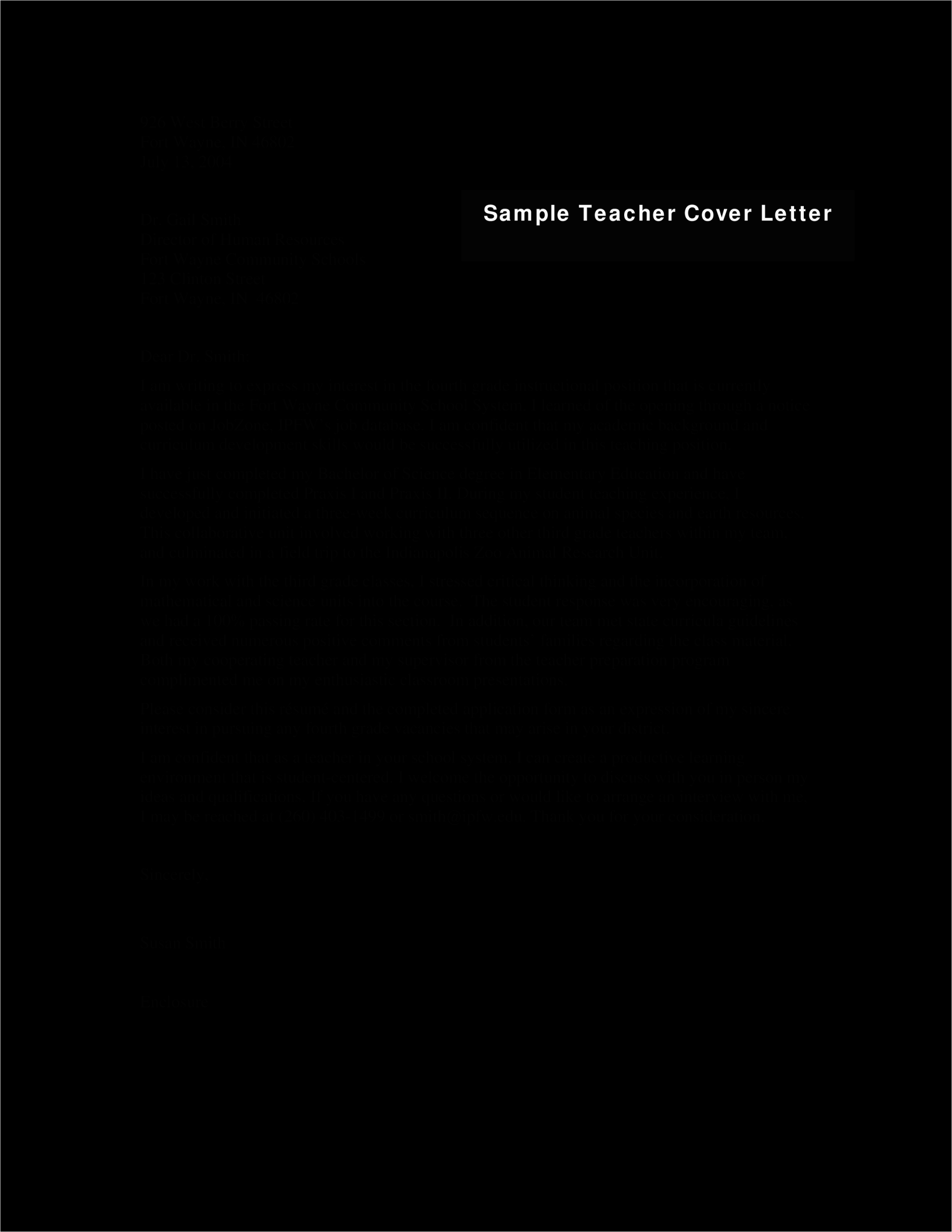 Resume Cover Letter Samples for Teaching Positions Teacher Job Resume Cover Letter