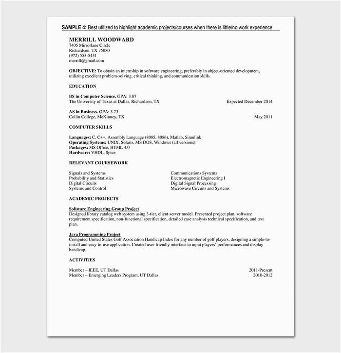 Resume Sample for Fresher software Engineer Professional Fresher Resume Template 9 Free Samples & formats