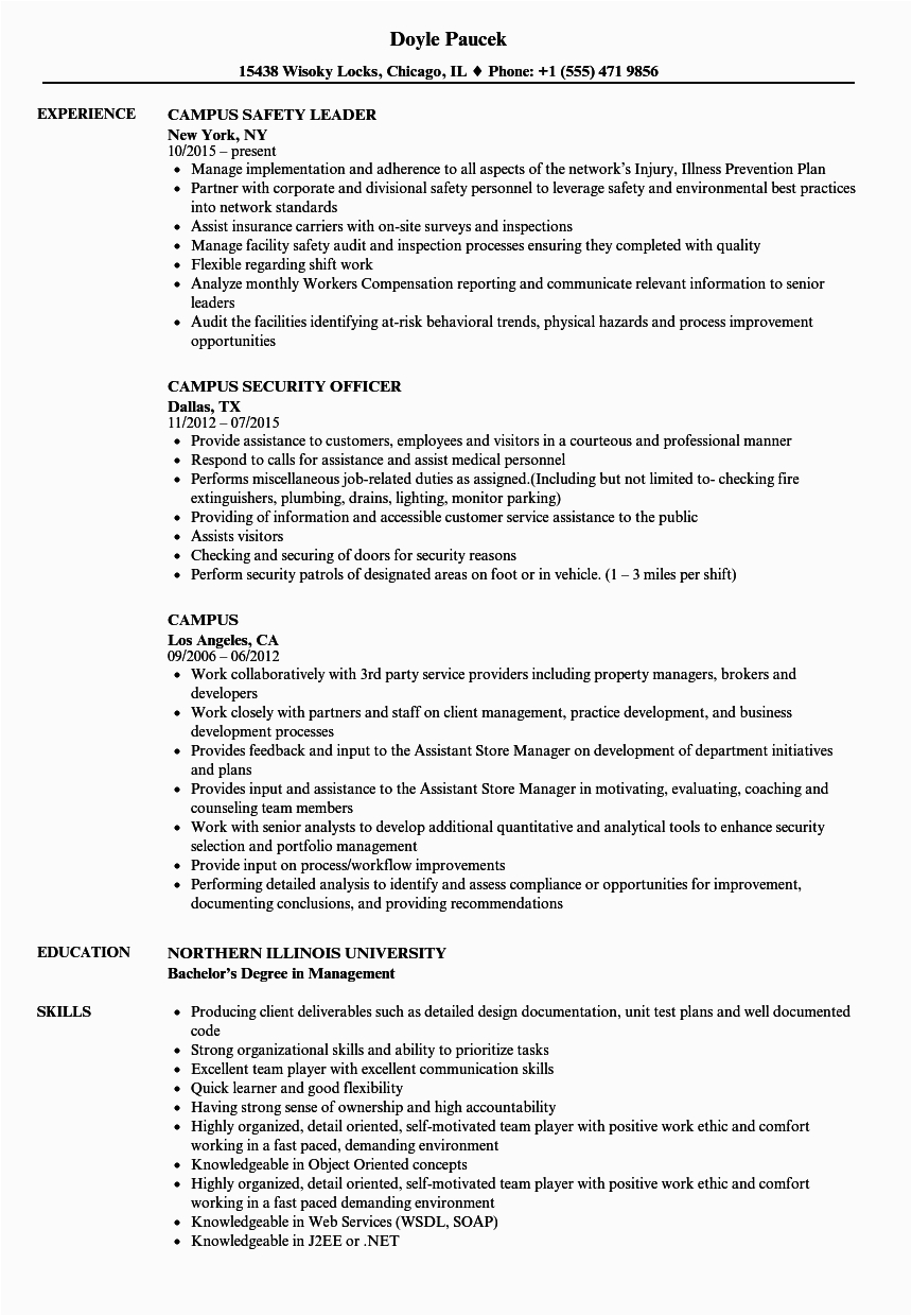 Resume Sample for On Campus Job Campus Resume Samples