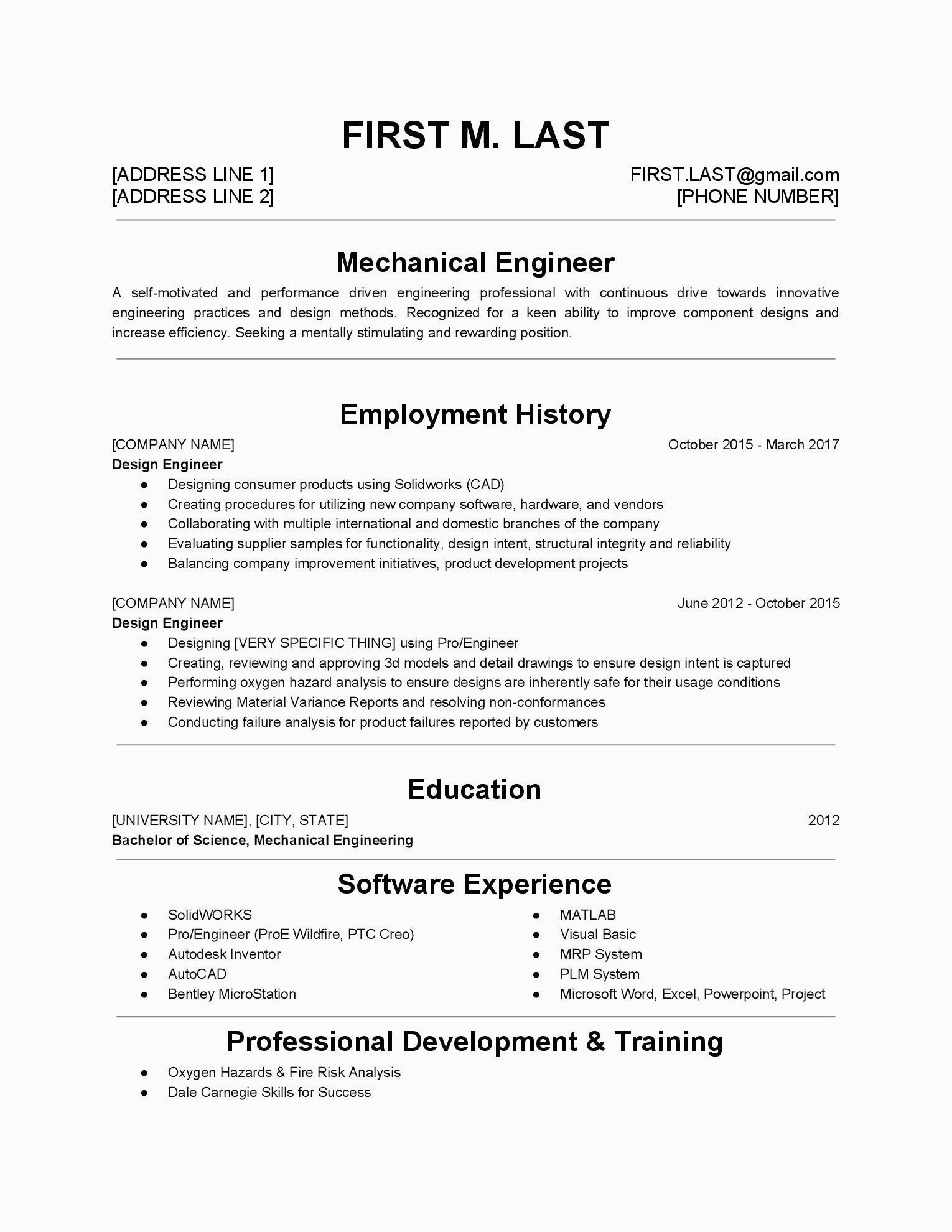 Resume Samples 3 5 Years Experience Mechanical Engineer with 3 5 Years Experience 27 M Resume
