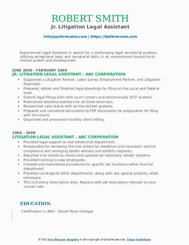 Resume Samples associate Of Arts Legal assistant Cv Litigation Legal assistant Resume Samples