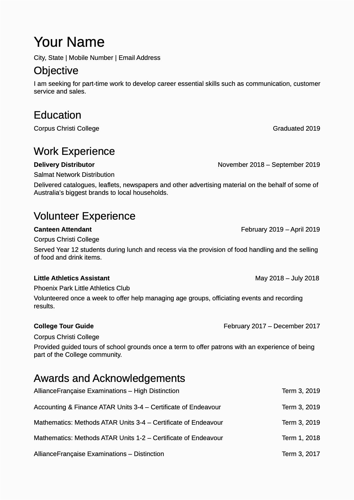 Resume Samples for Students with Little Experience High School Student with Little Work Experience Update Resumes