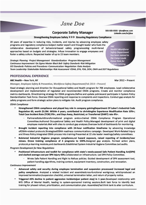 Safety Manager Resume Best Resume Sample Safety Manager Resume Samples & Writing