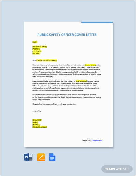 Safety Officer Resume Cover Letter Sample Public Safety Ficer Cover Letter Template [free Pdf] Word