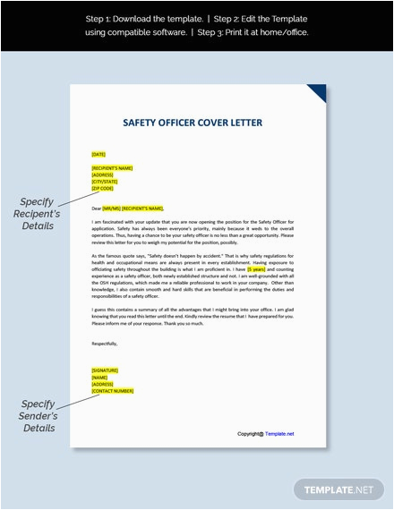 Safety Officer Resume Cover Letter Sample Safety Ficer Cover Letter Template [free Pdf] Word