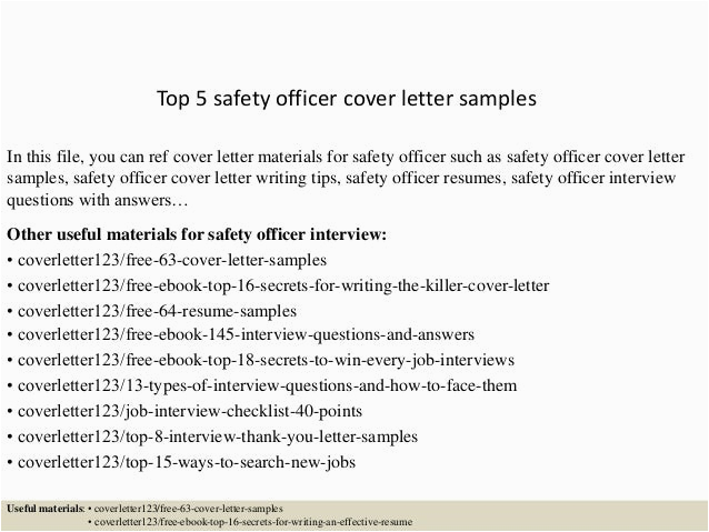 Safety Officer Resume Cover Letter Sample top 5 Safety Officer Cover Letter Samples