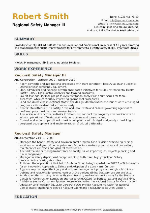 Safety without An Injury Resume Sample Corporate Safety Manager Resume Samples