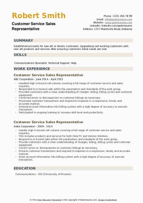 Sales and Customer Service Sample Resumes Customer Service Sales Representative Resume Samples