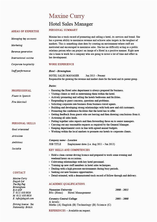 Sales and Marketing Hotel Resume Sample Hotel Sales Manager Resume Hospitality Marketing Guests Restaurant