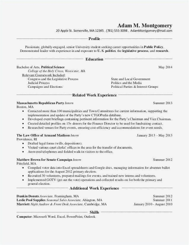 Sample College Student Resume for Summer Internship Summer Internship College Student Resume format for Internship Best