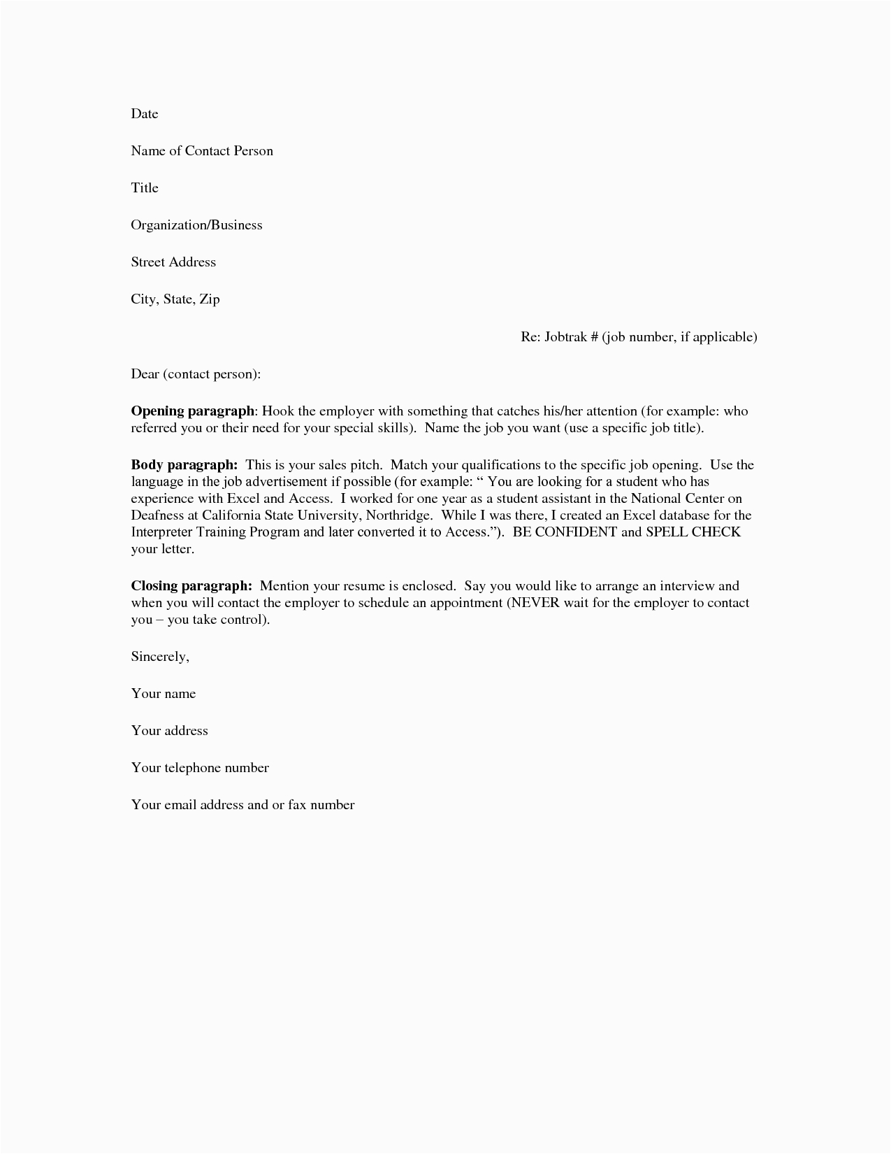 Sample formal Letter Template with Resume Cover Letter for Resume Fotolip