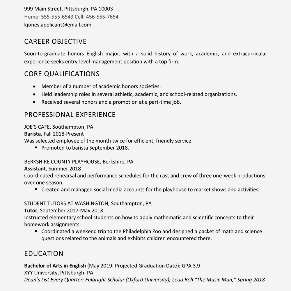 Sample Of Resume for Highschool Graduate High School Graduate Resume Example Work Experience