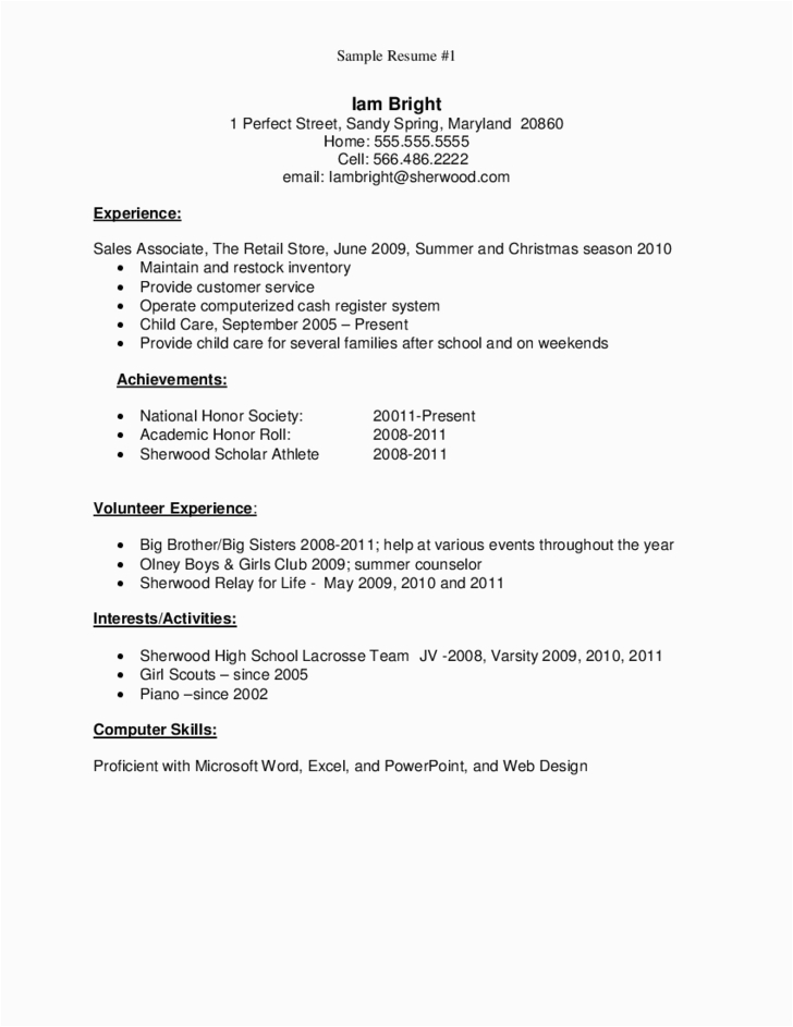 Sample Of Resume for Highschool Graduate Sample Resume for High School Graduate Free Download