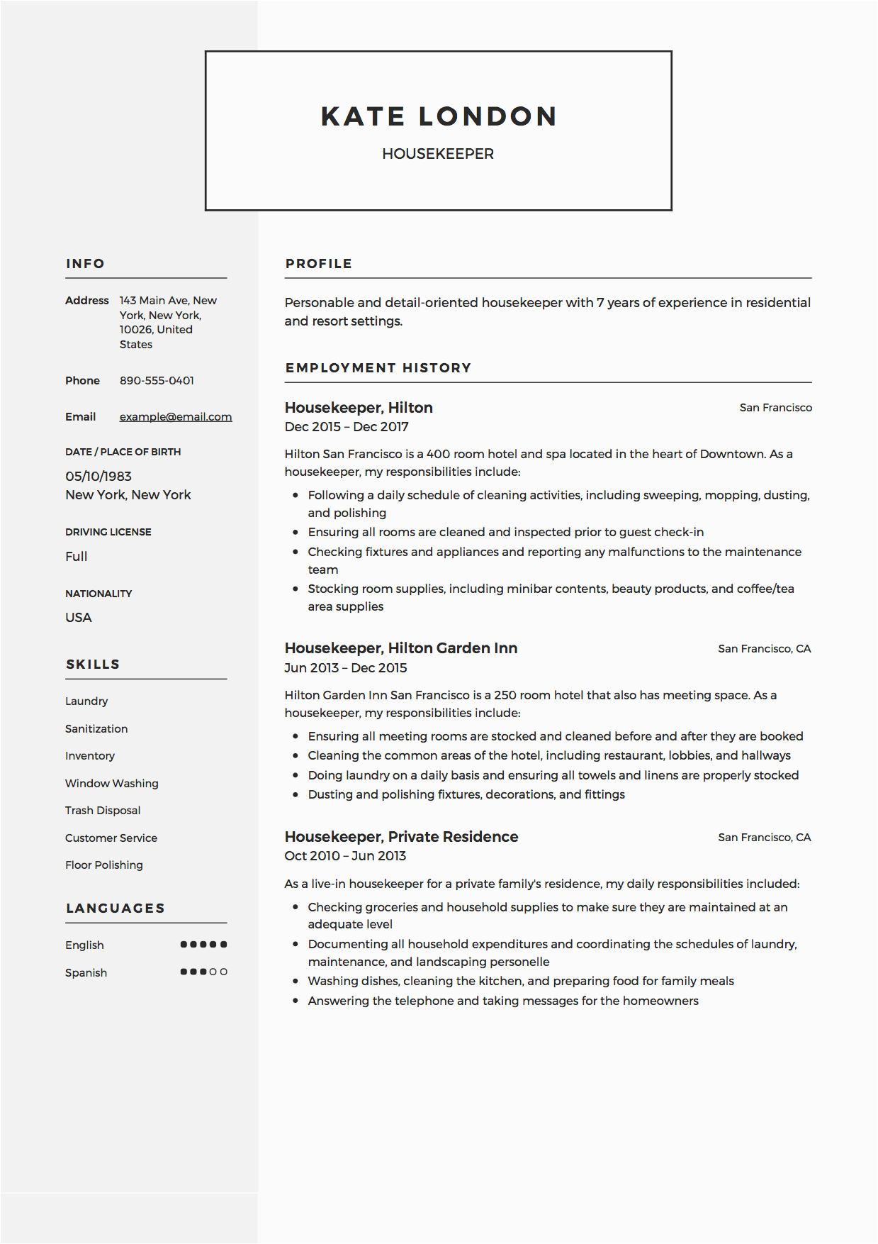 Sample Of Resume for House Keeper Resume Guide Housekpeer 12 Resume Samples Pdf