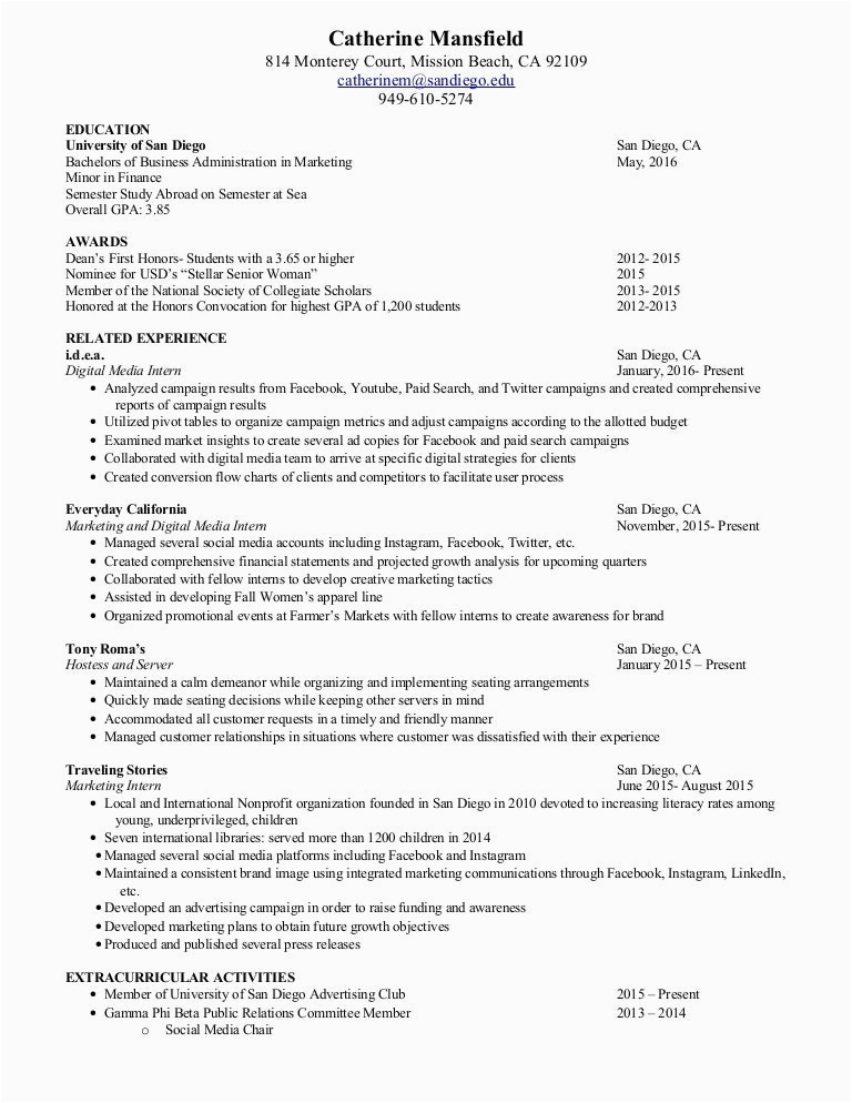 Sample Profile for Resume for New Graduate Graduate Resume