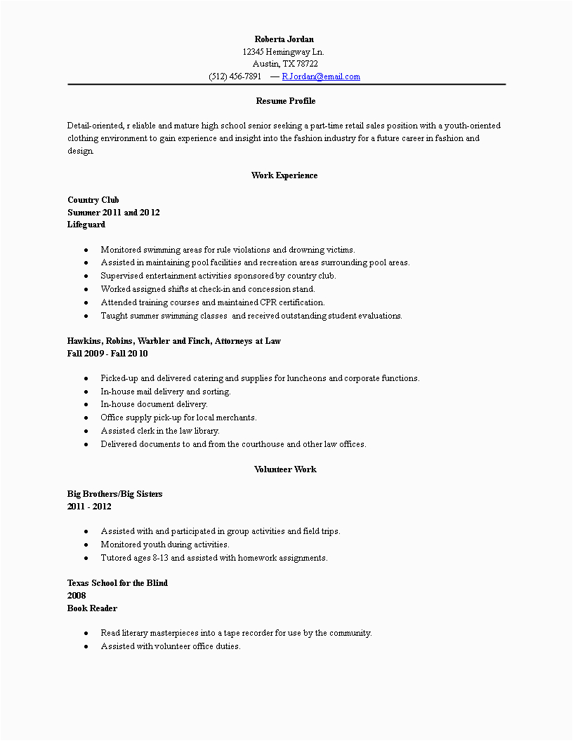 Sample Profile for Resume for New Graduate New High School Graduate Resume