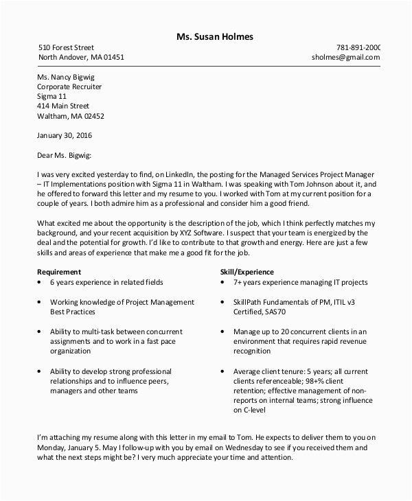 Sample Project Manager Cover Letter for Resume Free 7 Sample Resume Cover Letter Templates In Ms Word