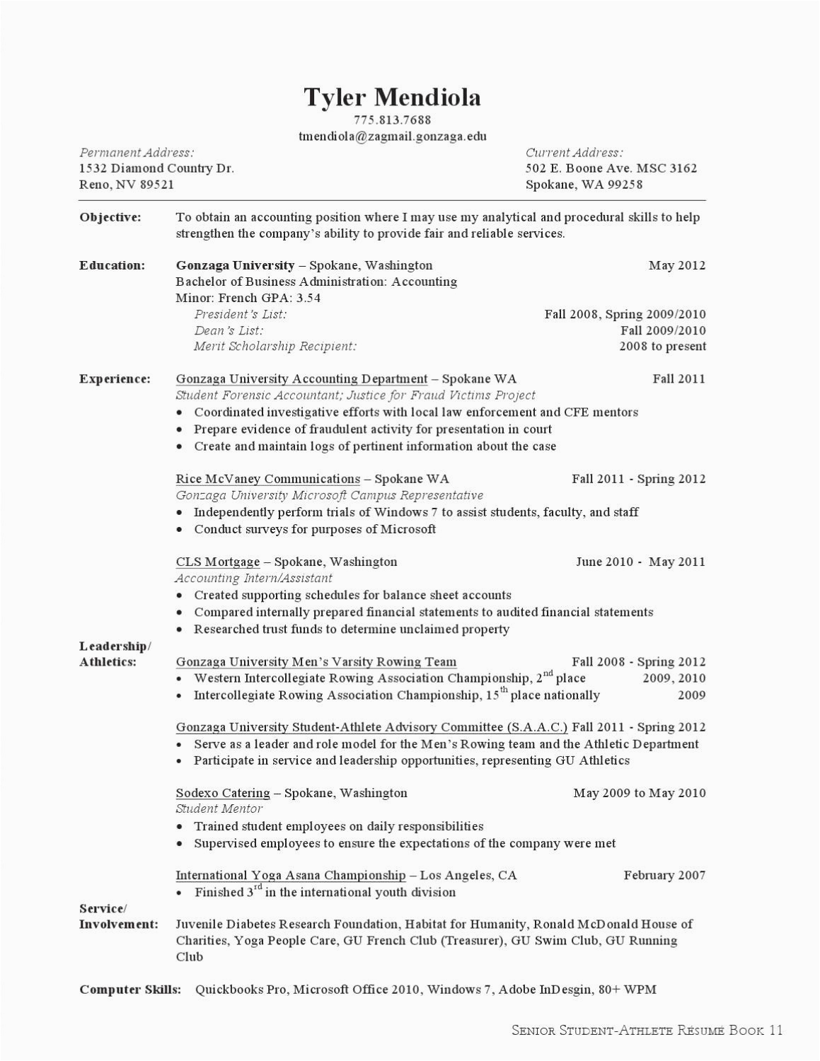 Sample Resume for College Student athlete 23 Student athlete Resume Example In 2020