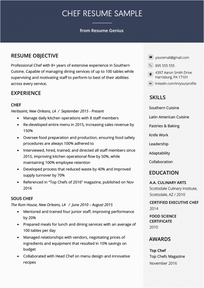 Sample Resume for Entry Level Chef 14 How to Write A Primary Resume