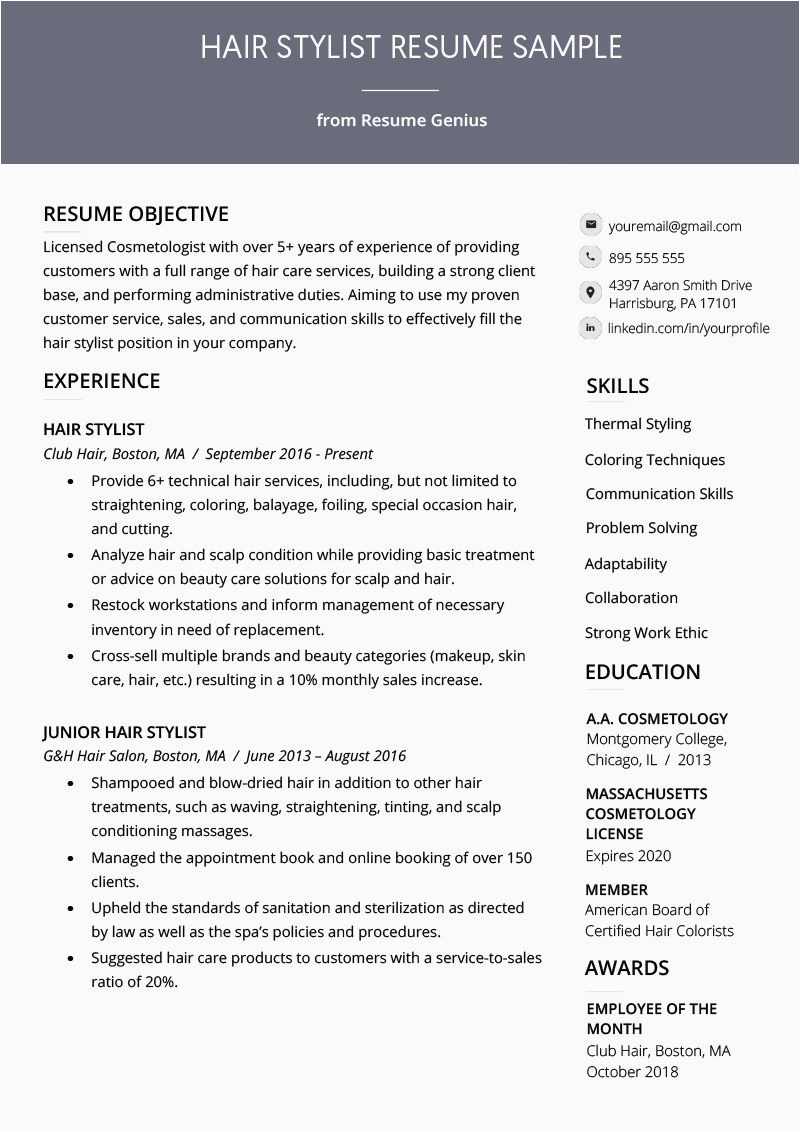 Sample Resume for Entry Level Chef 23 Entry Level Cosmetologist Resume Examples In 2020