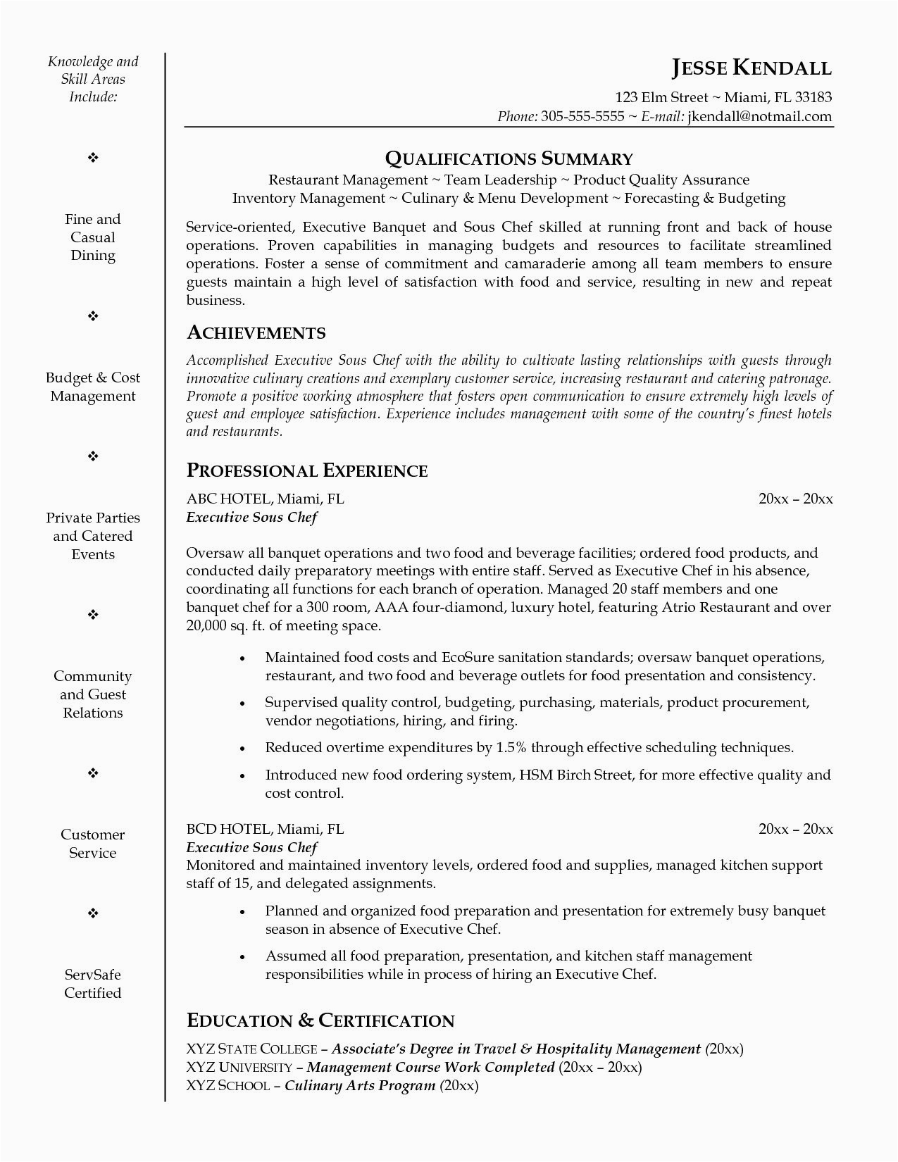 Sample Resume for Entry Level Chef Kitchen Manager Job Description Resume Luxury Household Bud Worksheet