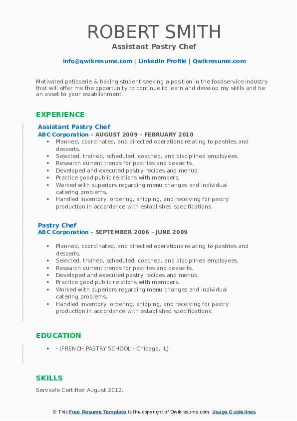 Sample Resume for Entry Level Chef Pastry Chef Resume Samples