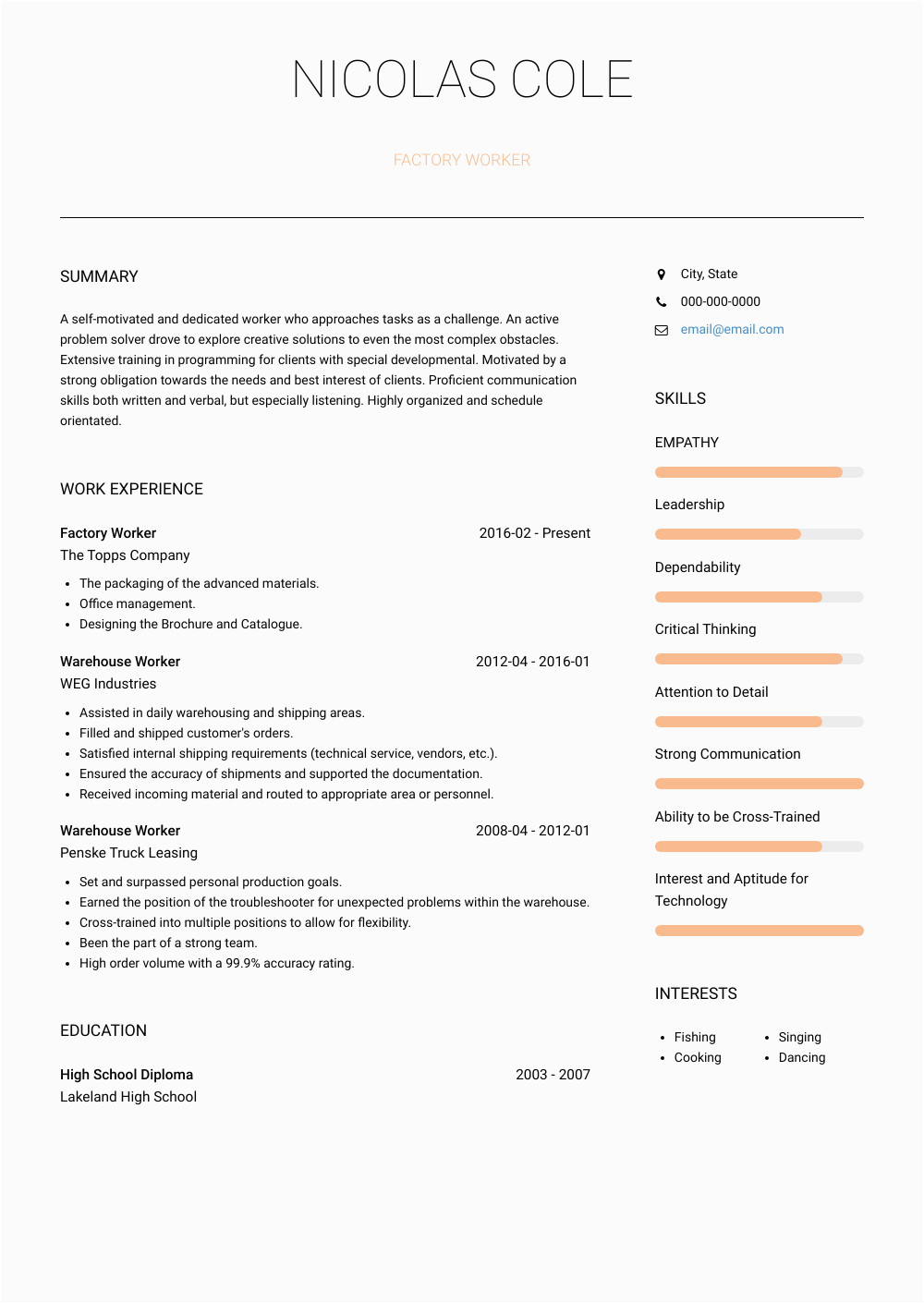 Sample Resume for Factory Worker Position Factory Worker Resume Samples and Templates