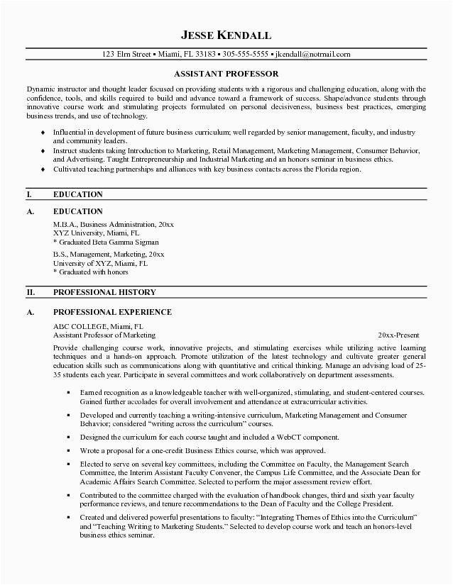Sample Resume for Fresher assistant Professor In Engineering College Resume Templates Word for assistant Professor Resmud