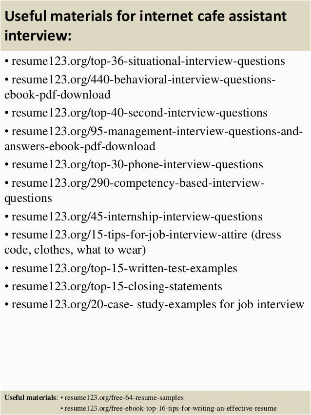 Sample Resume for Internet Cafe attendant top 8 Internet Cafe assistant Resume Samples