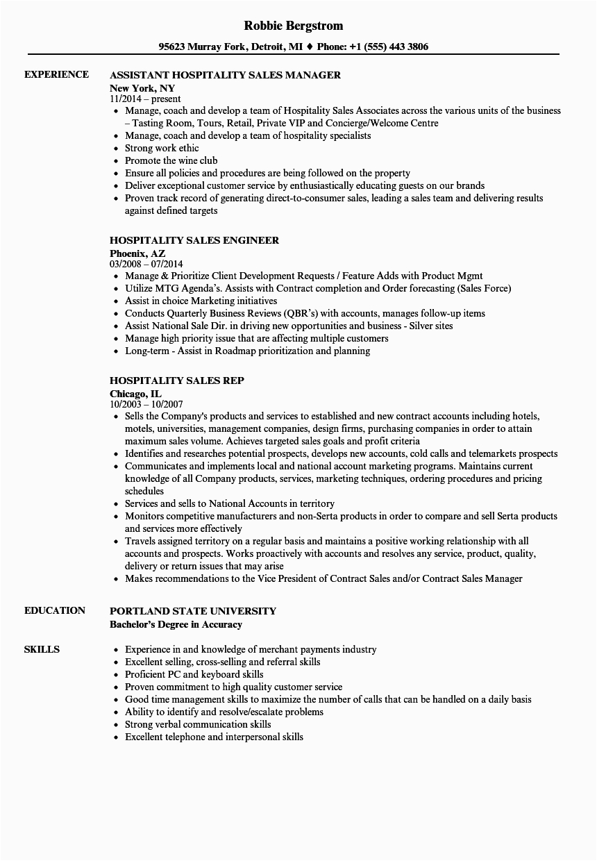 Sample Resume for Sales Manager In Hotel Collection Of Hotel Sales Manager Resume Samples Addictips