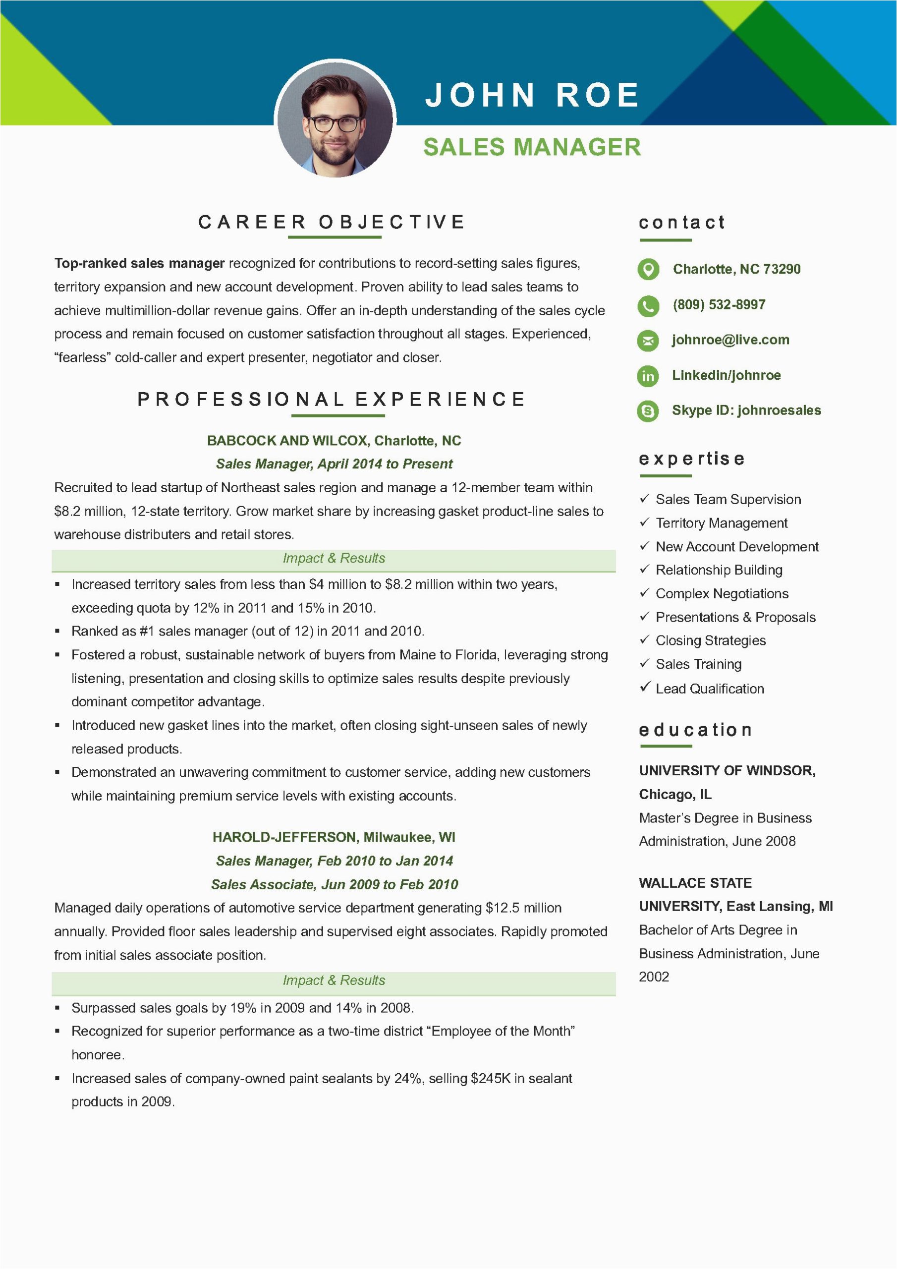 Sample Resume for Sales Manager Job Sales Manager Resume Template