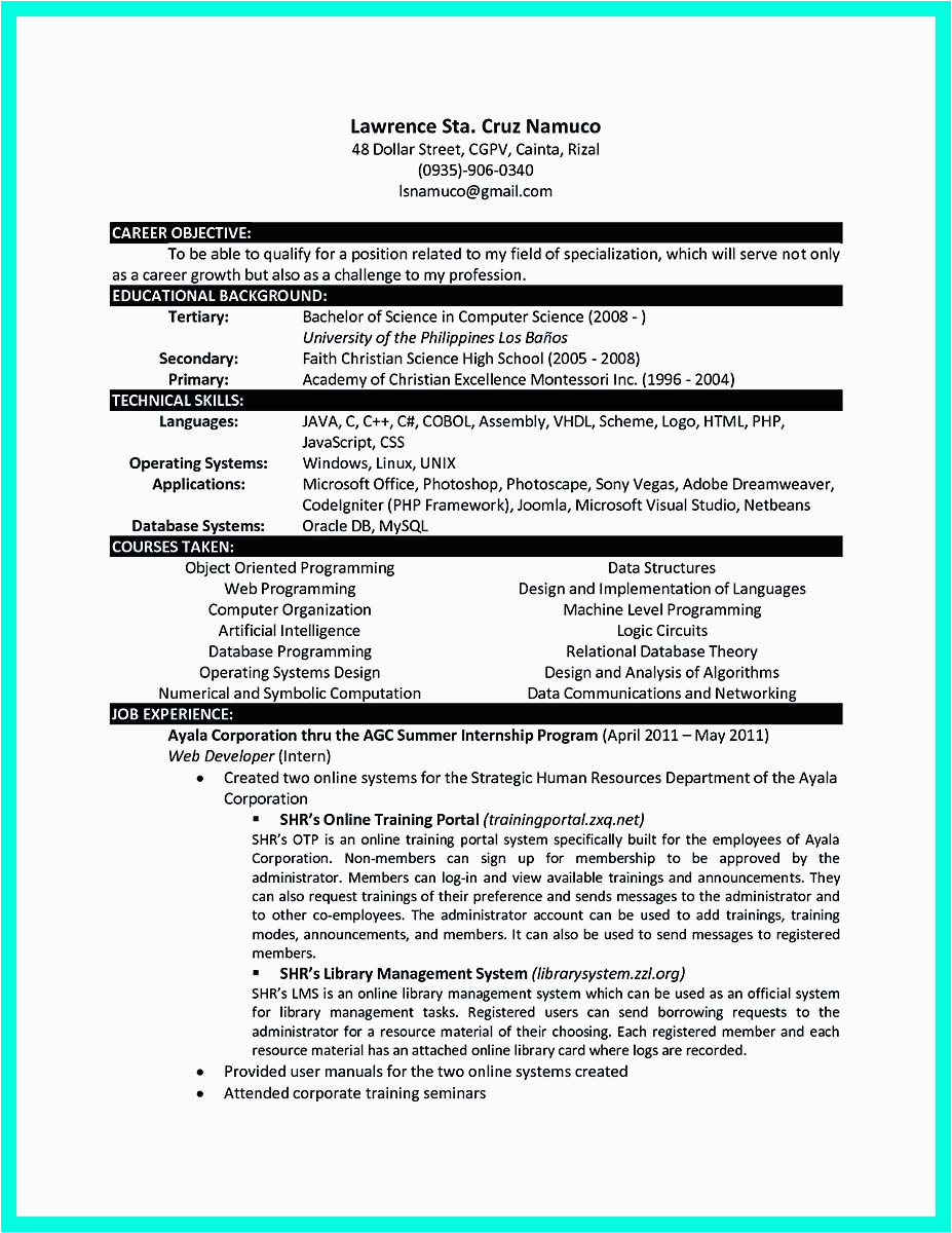 Sample Resume for the Post Of Computer Teacher the Best Puter Science Resume Sample Collection