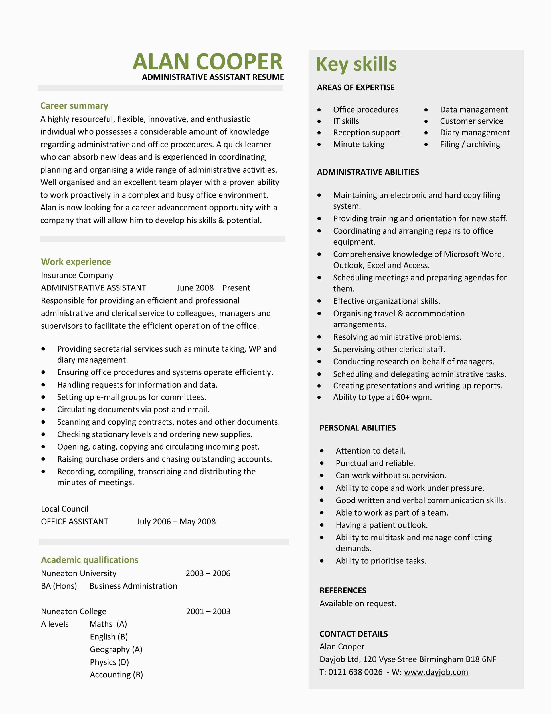 Sample Resume format for Administrative assistant 20 Free Administrative assistant Resume Samples Templatelab