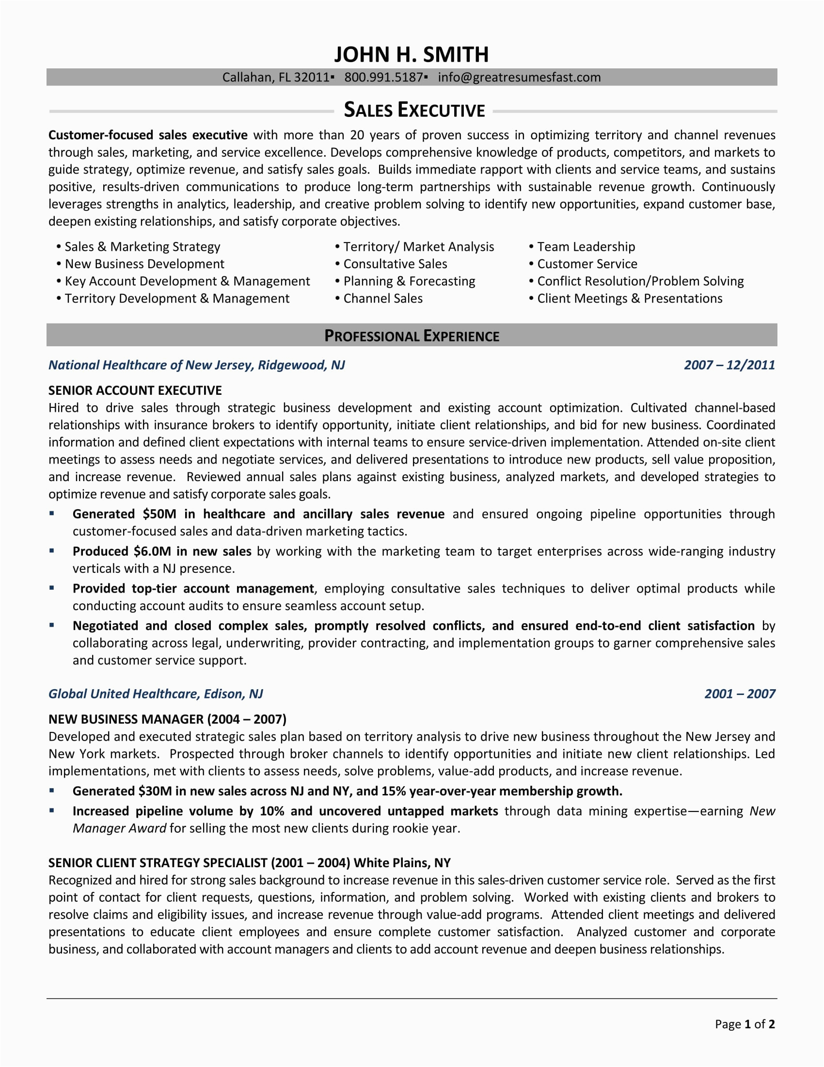Sample Resume format for Sales Executive 24 Best Sample Executive Resume Templates Wisestep
