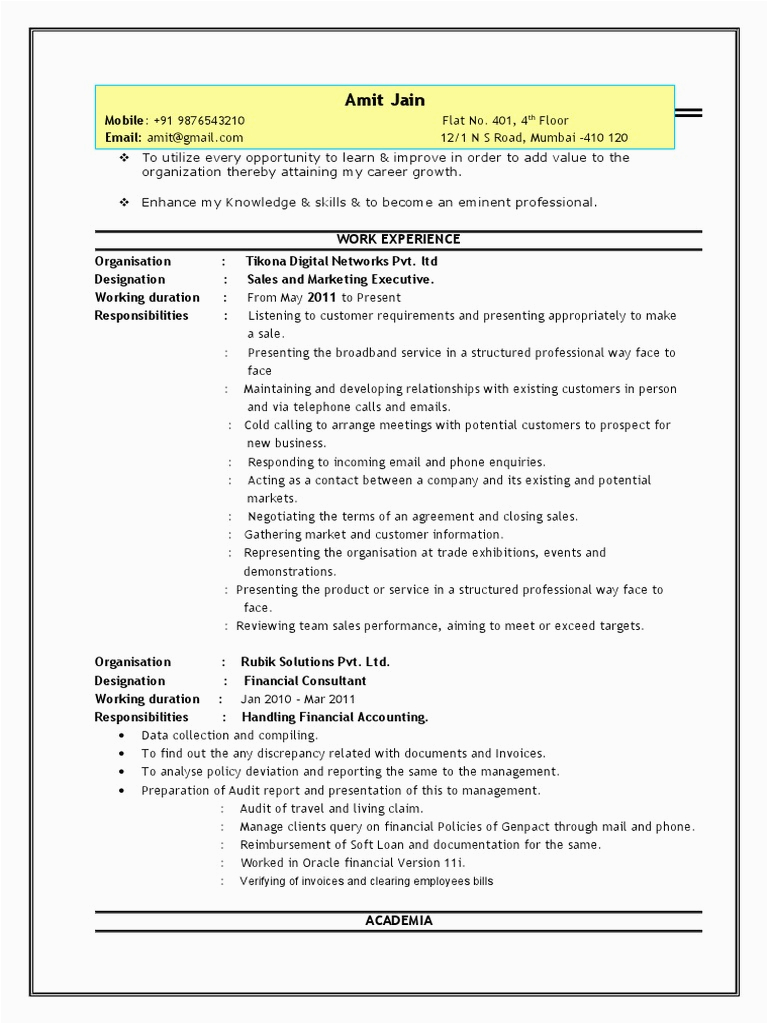 Sample Resume format for Sales Executive Sales Executive Resume Samplec Sales