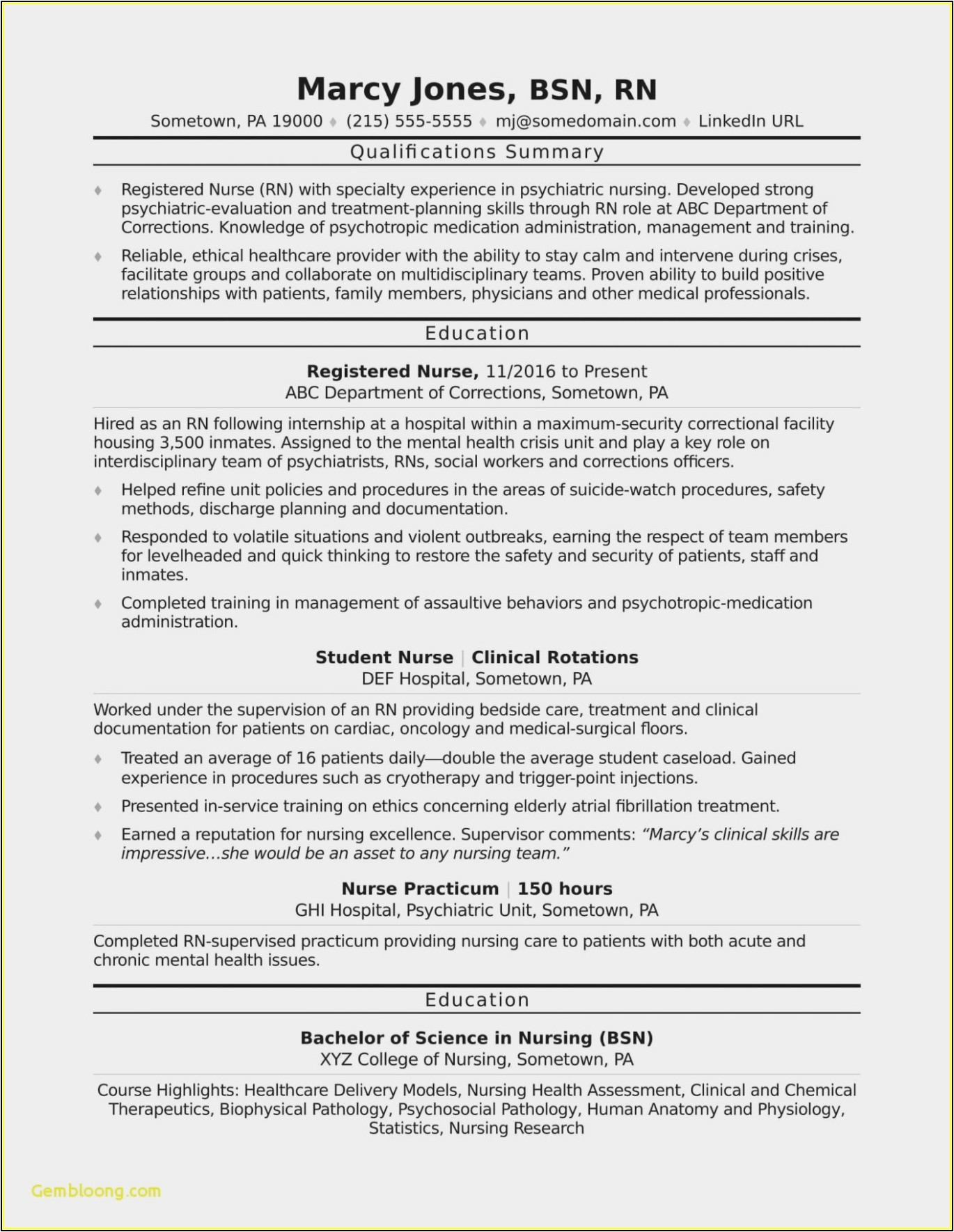 Sample Resume format for Staff Nurses Simple Resume format for Staff Nurse 10 Best Nursing Resume Templates