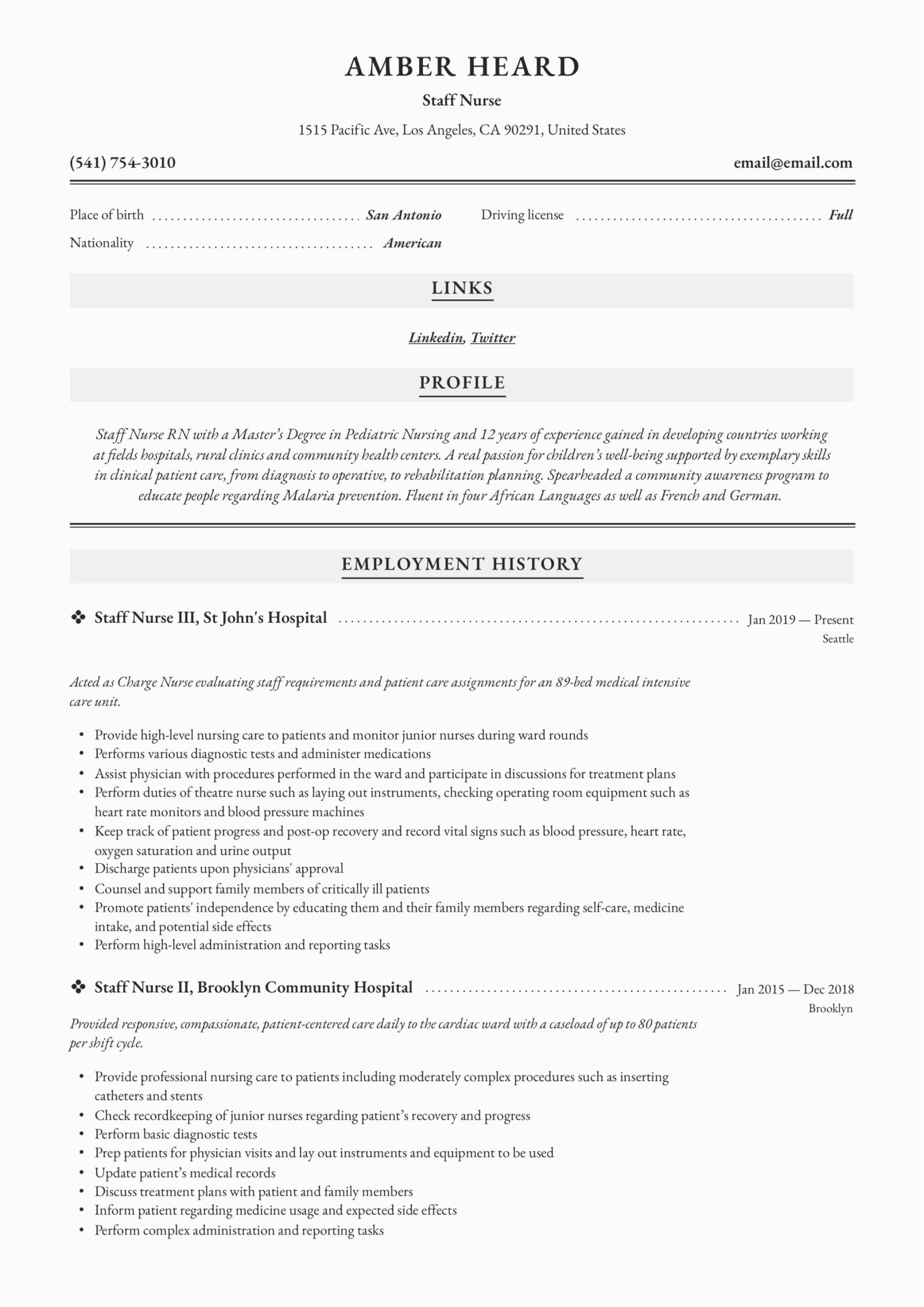 Sample Resume format for Staff Nurses Staff Nurse Resume & Writing Guide 12 Templates In Pdf & Jpg