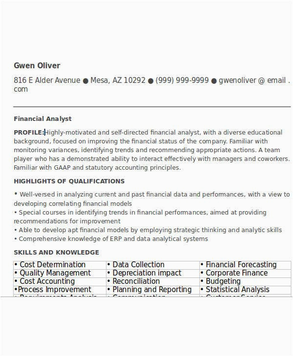 Sample Resumes for Financial Entry Level Positions 24 Free Finance Resume Templates Pdf Doc