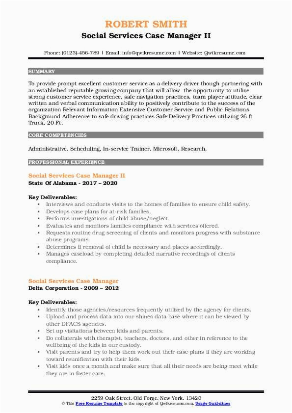 Social Services Case Manager Sample Resume social Services Case Manager Resume Samples
