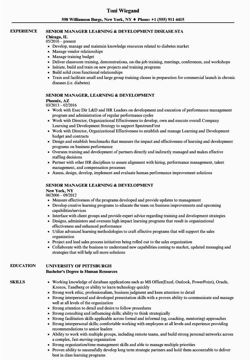Training and Development Manager Resume Sample Manager Of Training and Development Resume January 2021