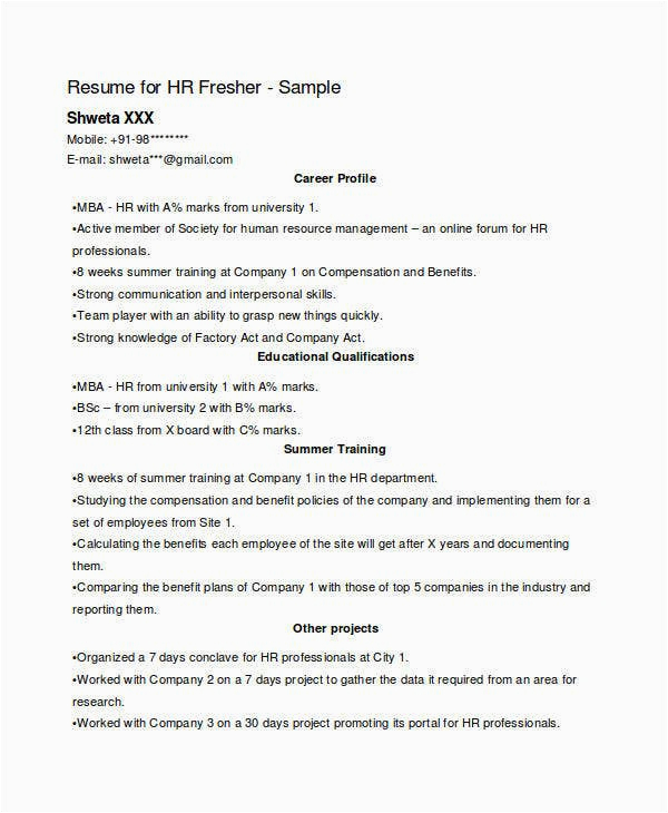 Us It Recruiter Fresher Resume Sample Hr Recruiter Resume for Fresher February 2021