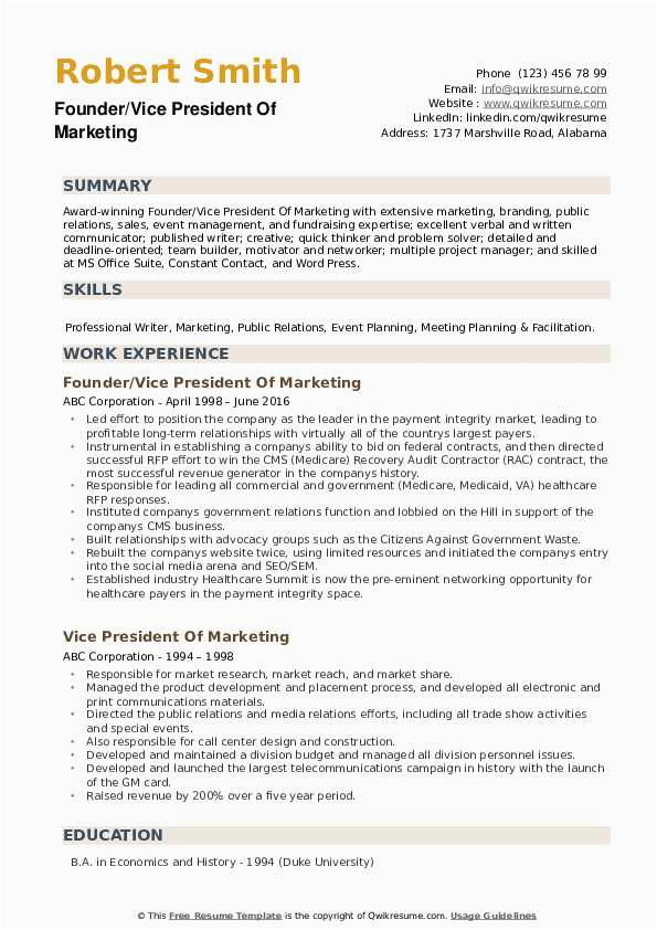Vice President Of Marketing Resumes Samples Vice President Marketing Resume Samples