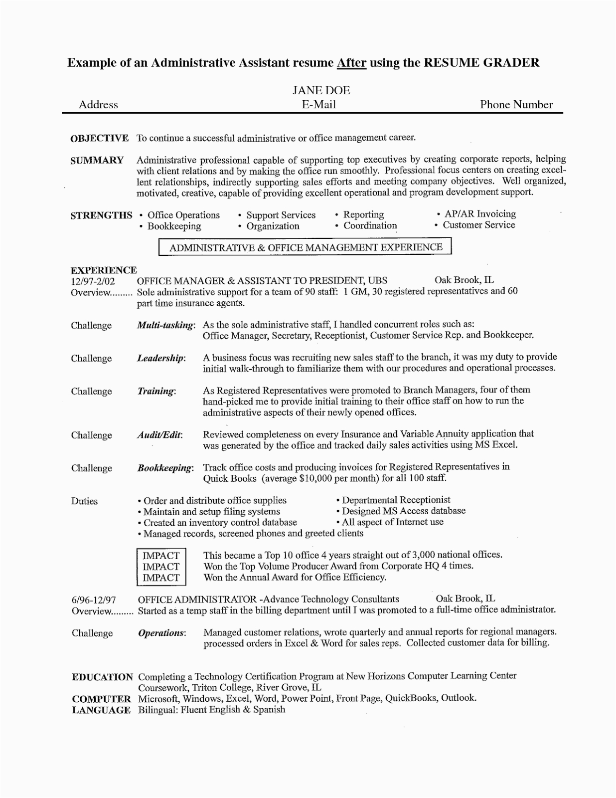 Administrative assistant Resume Objective Statement Samples Sample Objective Resume for Administrative assistant