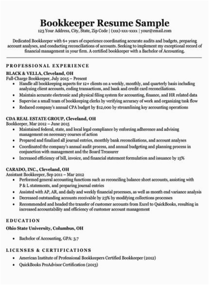 Bookkeeper In Public Accounting Resume Sample Accounting Cpa Resume Sample