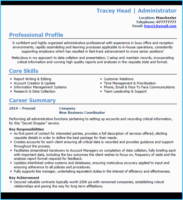 Corporate Training and Emotional Intelligence Sample Resume Admin Cv Example Page 1 In Microsoft Word Write A Strong Cv that Will