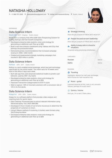 Data Sceience Porjects In Sample Resumes Data Science Resume Example and Guide for 2020