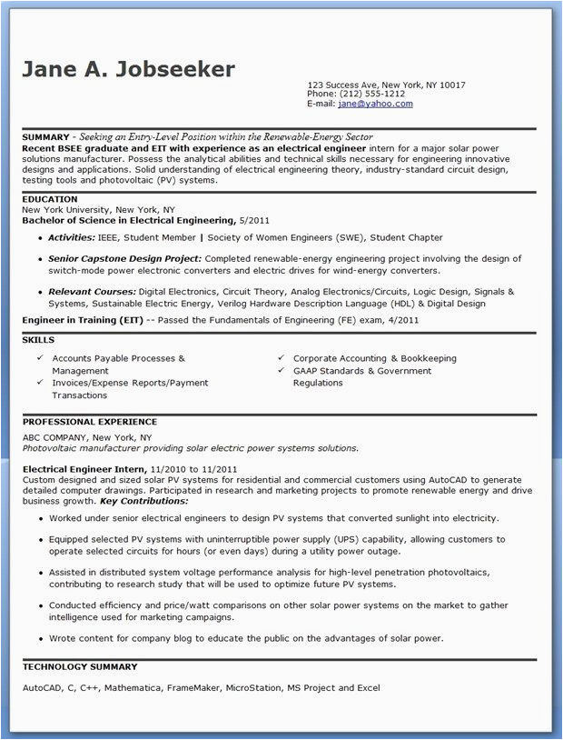 Electrical Engineering Sample Resume Entry Level 25 Entry Level Electrical Engineer Resume In 2020 with Images
